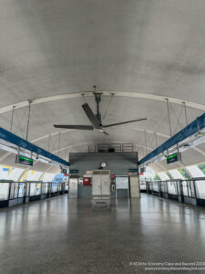 a ceiling fan in a building