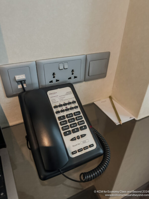 a telephone on a desk