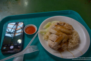 a plate of food on a tray