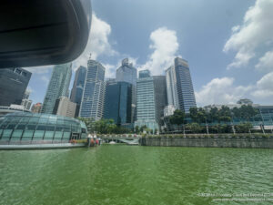 a water next to a city
