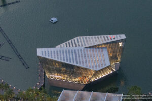 a building in the water