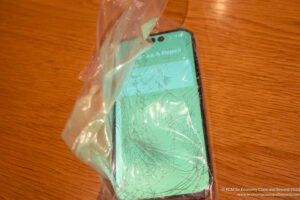 a cell phone in a plastic bag