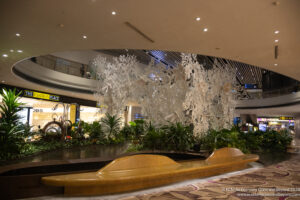 a large tree in a building