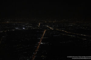 a city at night from above