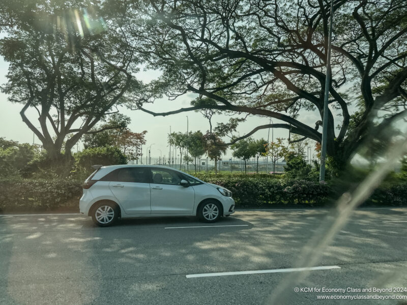 a car parked on the side of a road