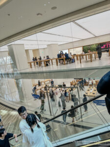 a group of people in a building