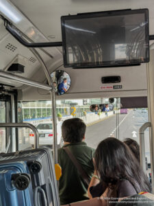 a group of people on a bus