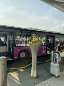 a bus with a flower pot