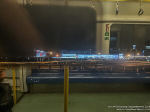 a view from a train window at night