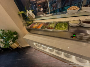 food on a counter in a restaurant