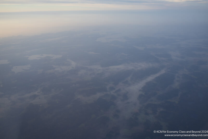 a view of a landscape from an airplane