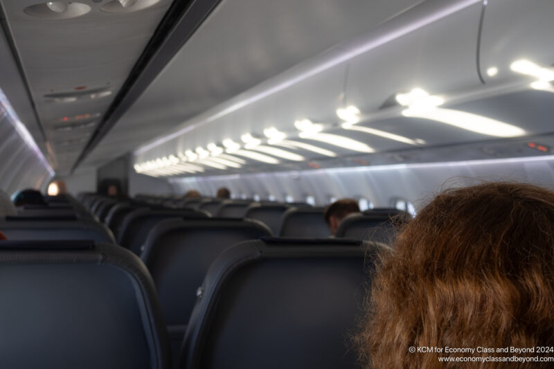 a row of seats in an airplane