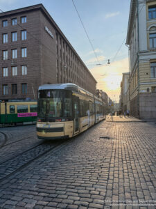 a train on a street