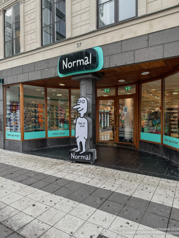 a store front with a cartoon character on the front