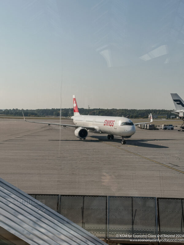 a plane on the runway