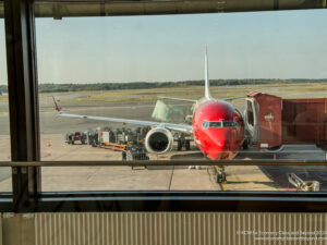 a plane on the runway