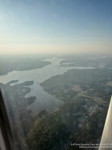 a view of a river from an airplane window