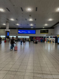 people in a large airport terminal