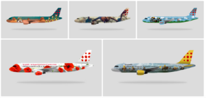 a collage of different airplanes