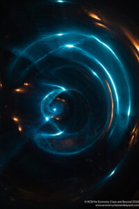 a blue and orange light swirls