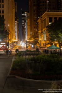 a city street at night