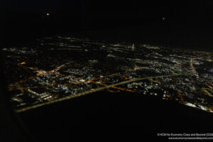 aerial view of a city at night