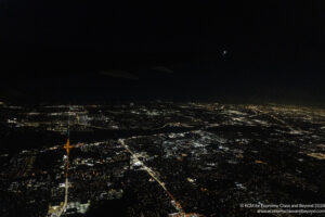 a city at night from above