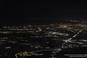 a city at night from above