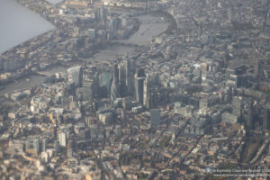 an aerial view of a city