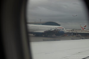 a plane on the runway