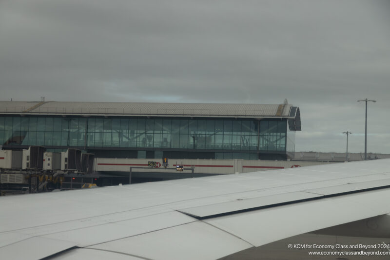 a building with windows and a runway