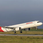 a plane taking off from a runway