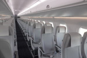 a row of seats in an airplane