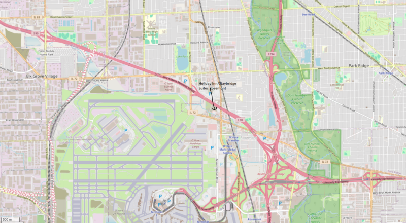 Holiday Inn Rosemont Location - Map - OpenStreetMap and its contributors 