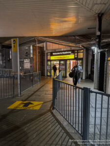 a man walking into a building