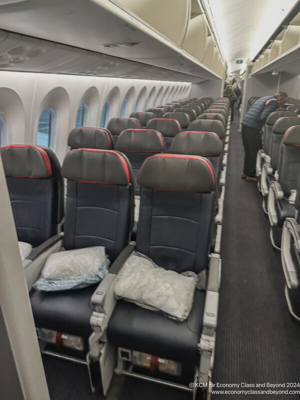 a row of seats on an airplane