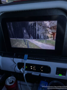 a screen on a vehicle