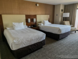 two beds in a hotel room