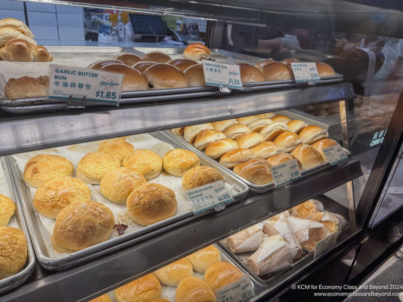 a display of bread and rolls