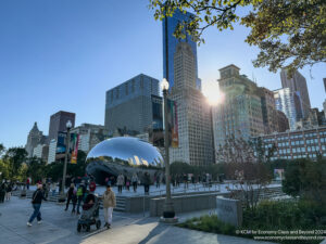 a group of people walking in a city