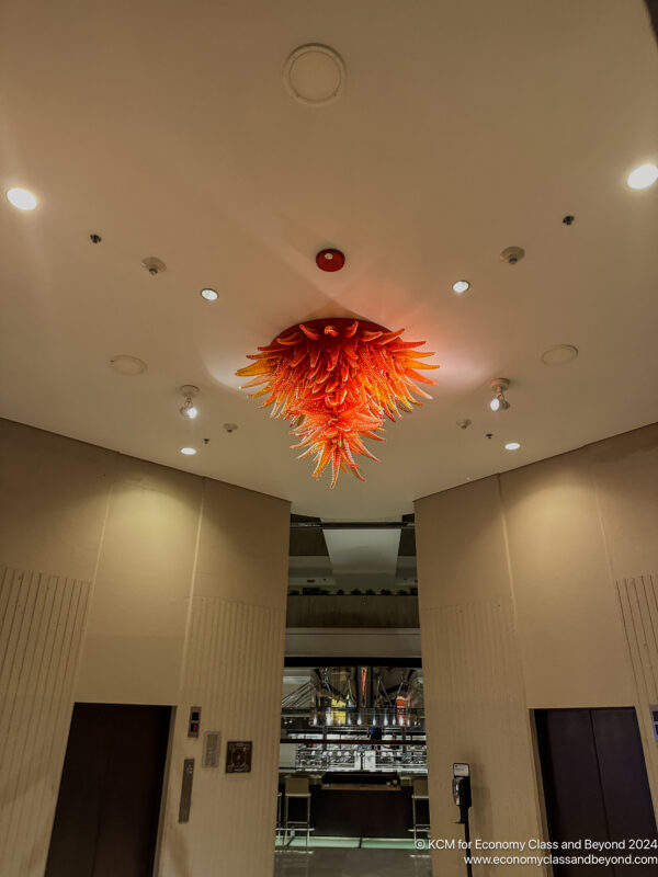 a chandelier in a building