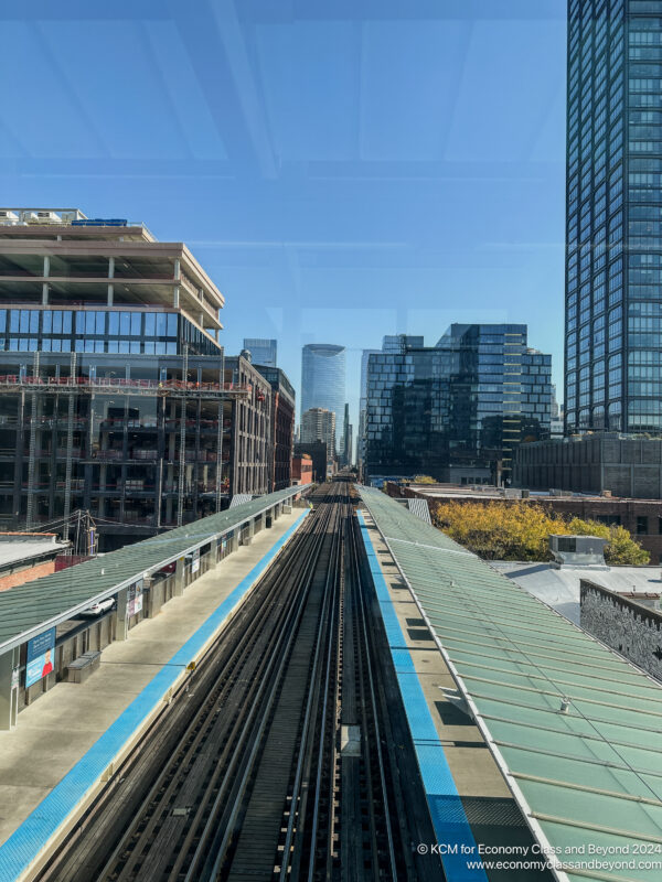 a train tracks in a city