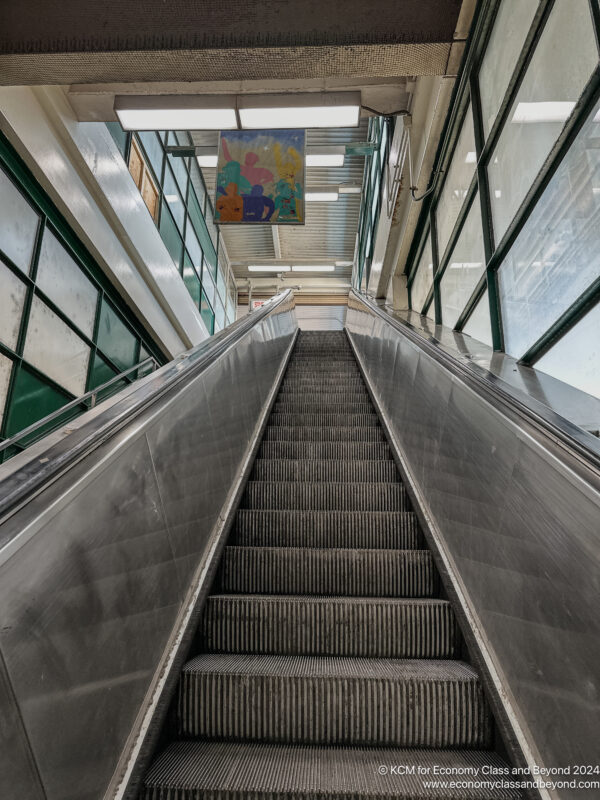 an escalator going up