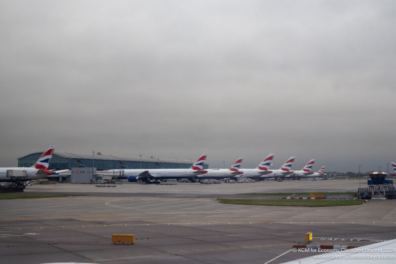 airplanes parked on a runway