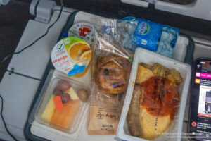 food in plastic bags on a tray