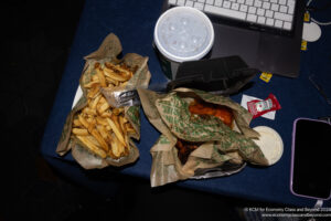 a food in bags on a table