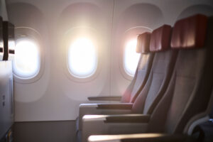 a row of seats in an airplane