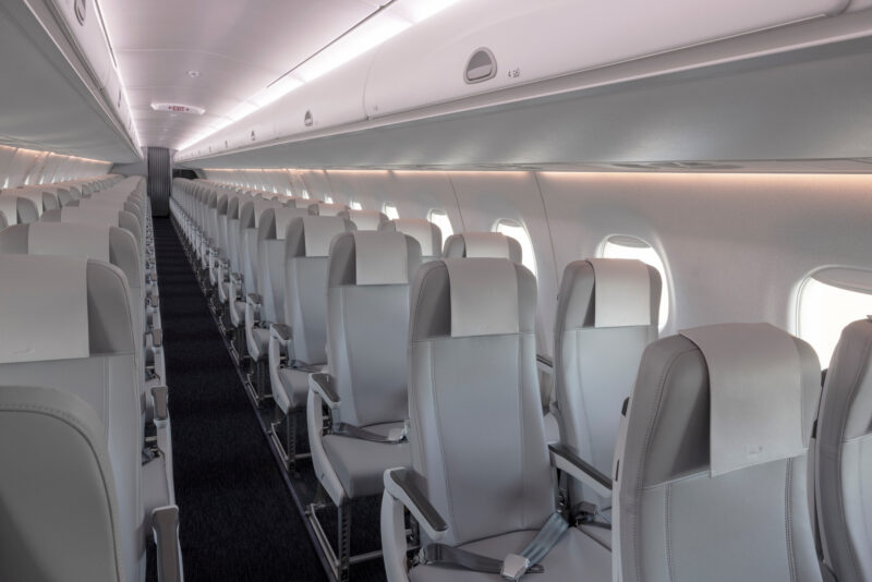 a row of seats in an airplane