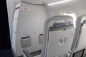 an airplane with an exit door