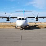 a plane on the runway